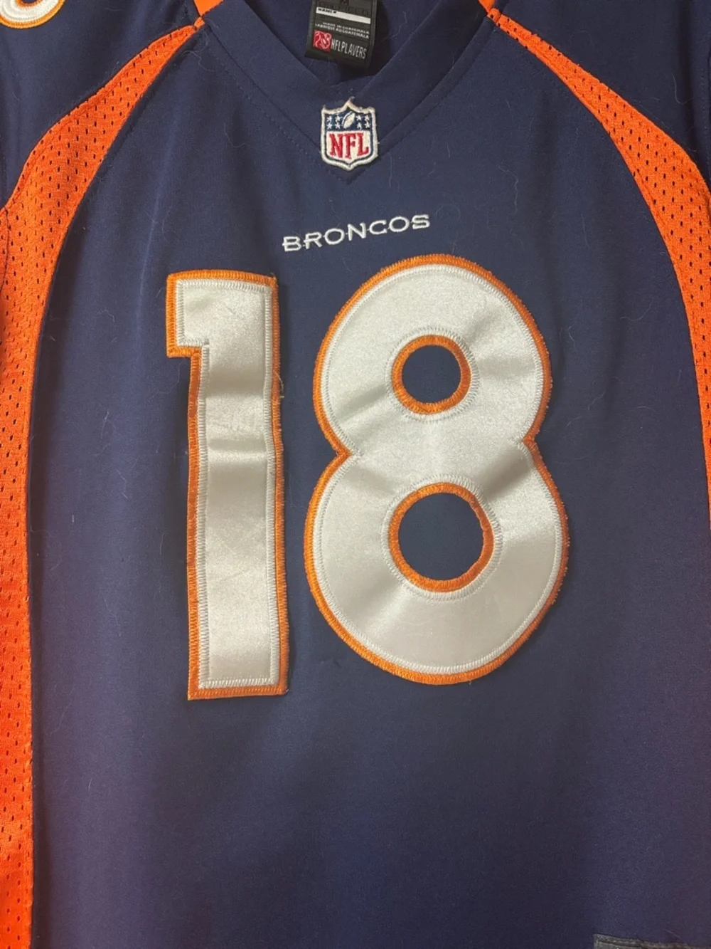 Denver Broncos Peyton Manning NFL Nike Navy and Orange Football Jersey #18